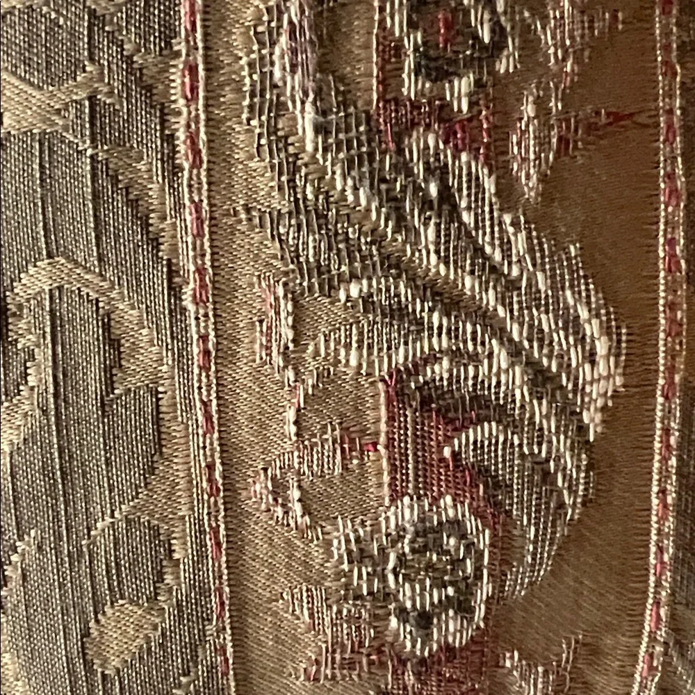 VINTAGE Tasseled mini Pillow Set Beige burgundy rose pink damask w silk tassels - Picture 6 of 9